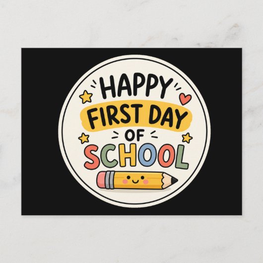 Fijne eerste schooldag Mooie Kawaii Potlood Briefkaart (Voorkant)