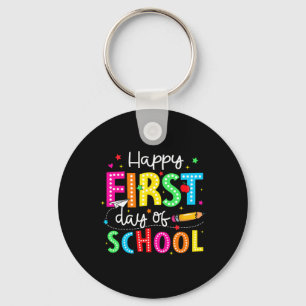 Fijne eerste schooldag potlood leraar kinderen rug sleutelhanger