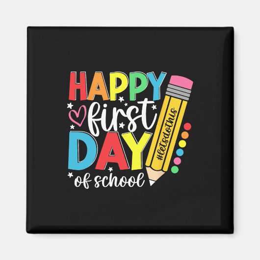 Fijne eerste schooldag potlood leraar kinderen ter magneet (Voorkant)