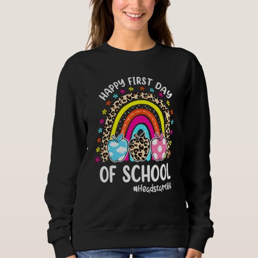 Fijne eerste schooldag Regenboog Appel Headstart Trui (Voorkant)