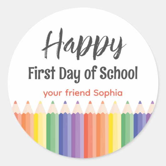 Fijne eerste schooldag ronde sticker (Voorkant)