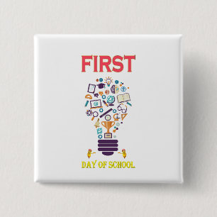 Fijne eerste schooldag Terug naar school baby Vierkante Button 5,1 Cm