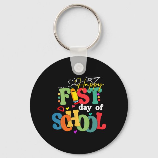 Fijne eerste schooldag Terug naar school leraar S Sleutelhanger (Voorkant)
