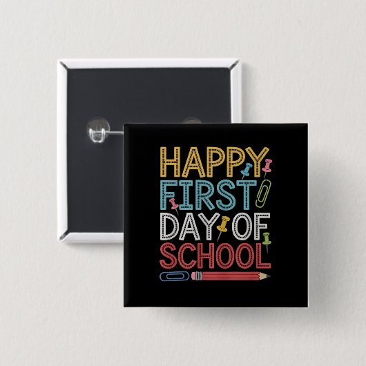 Fijne eerste schooldag Terug naar school Vierkante Button 5,1 Cm (Voorkant /achterkant)