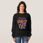 Fijne eerste schooldag Tie Dye Leopard 4de Afstude Trui (Voorkant volledig)