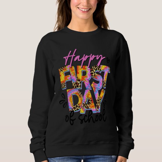Fijne eerste schooldag Tie Dye Leopard 4de Afstude Trui (Voorkant)