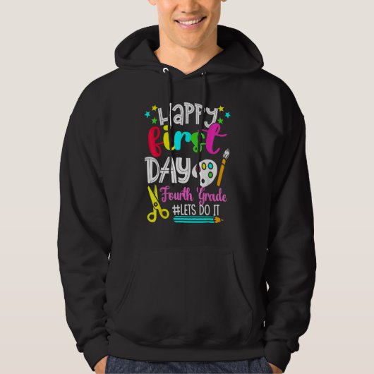 Fijne eerste schooldag vierde 4e klas leraar hoodie (Voorkant)