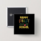 Fijne eerste schooldag vierkante button 5,1 cm (Voorkant /achterkant)