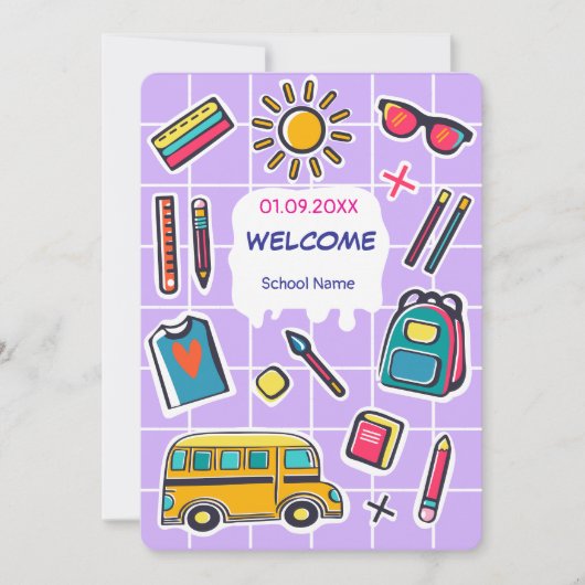 Fijne eerste schooldag WELKOM Kaart (Voorkant)