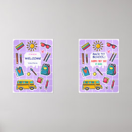 Fijne eerste schooldag WELKOM Muurkunst Sets