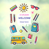 Fijne eerste schooldag WELKOM Raamsticker (Vel 3)