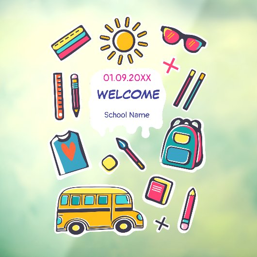 Fijne eerste schooldag WELKOM Raamsticker (Vel 3)