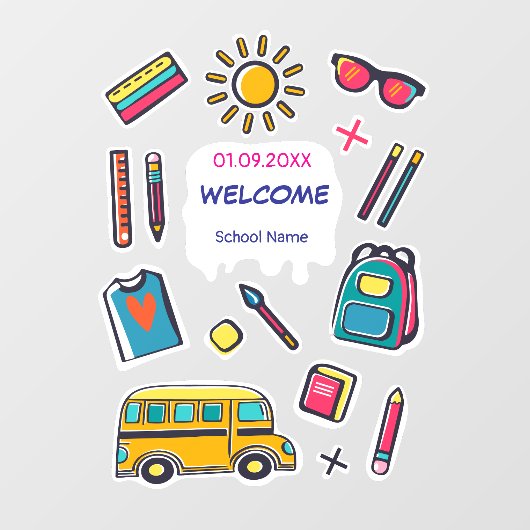 Fijne eerste schooldag WELKOM Raamsticker (Vel)