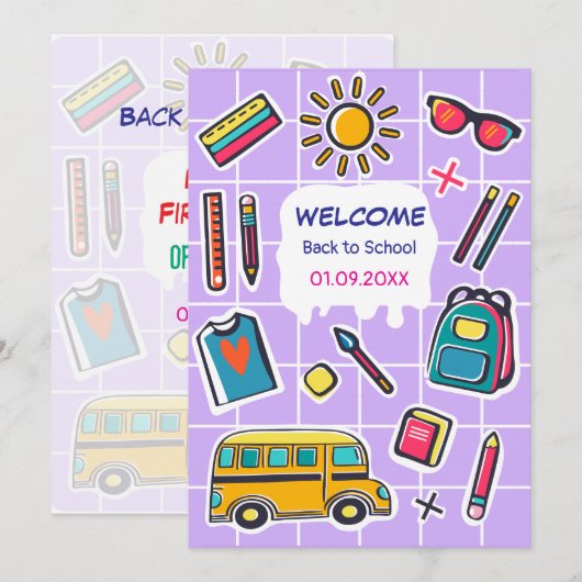 Fijne eerste schooldag WELKOM Save The Date (Voorkant / Achterkant)