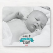 Fijne eerste vaderdag Aqua Banner Bold Typografie Muismat (Voorkant)