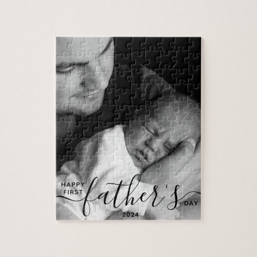 Fijne eerste Vaderdag foto papa cadeau Legpuzzel (Verticaal)