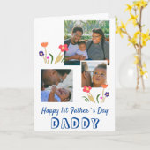 Fijne eerste vaderdag Pappie Bloem 3 Foto Kaart (Gele Bloem)