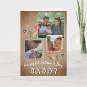 Fijne eerste vaderdag Pappie Bloem 3 Foto Kaart (Voorkant)