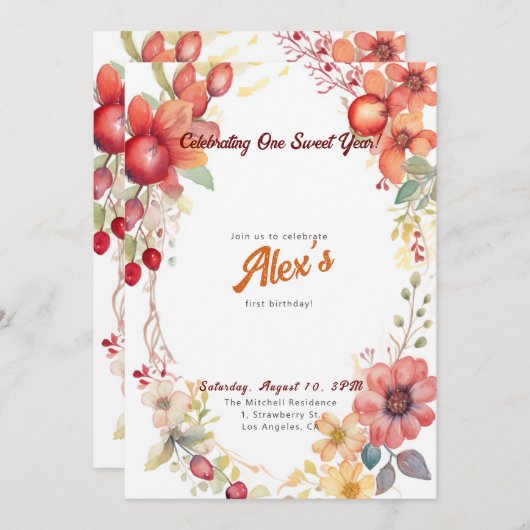 Fijne eerste verjaardag! 1e Jubileum Partij Kaart (Voorkant / Achterkant)