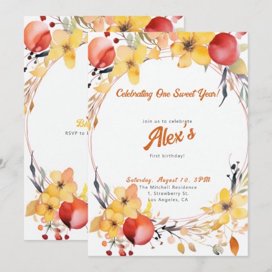 Fijne eerste verjaardag! 1e Jubileum Partij Kaart (Voorkant / Achterkant)