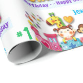 Fijne eerste verjaardag Aangepaste naam en ouderdo Cadeaupapier (Rol Hoek)