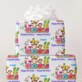 Fijne eerste verjaardag Aangepaste naam en ouderdo Cadeaupapier