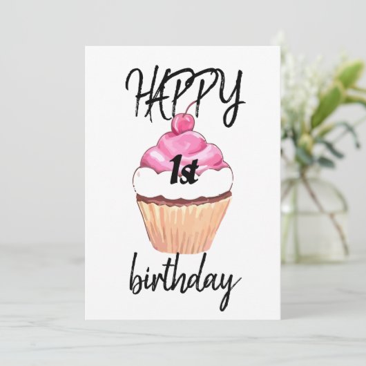 Fijne eerste verjaardagskaart kaart (Staand voorkant)
