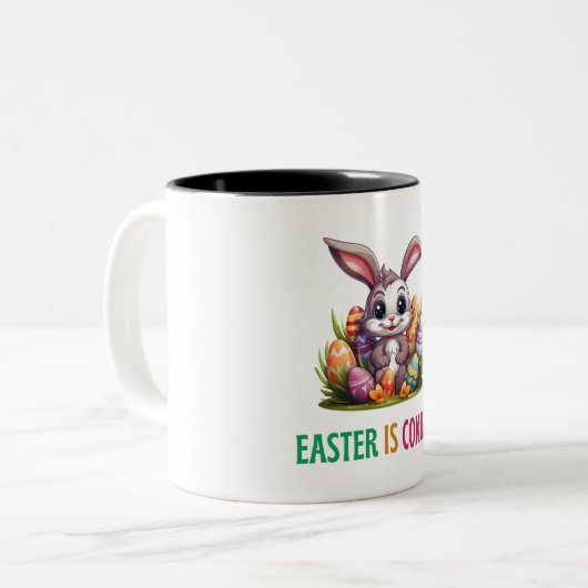 Fijne Eggster - Fijne Pasen! Tweekleurige Koffiemok (Voorkant links)