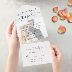 Fijne Eindfoto Bruiloftsreceptie All In One Uitnodiging