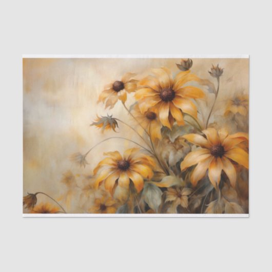 Fijne, Elegante BlackEyed Susan Bloemendecoupage Tissuepapier (Voorkant)