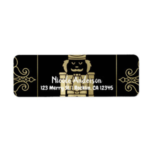 Fijne Elegante Gouden Zwarte Notenkraker Vakantief Etiket