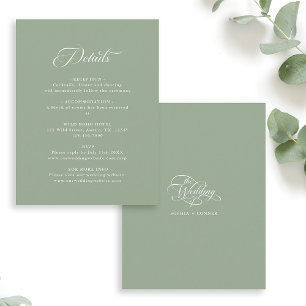 Fijne Elegante Trouwdetails Sage Green Informatiekaartje
