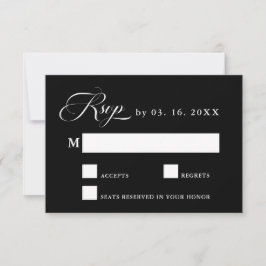 Fijne Elegante Trouwkaart Zwart RSVP Kaart