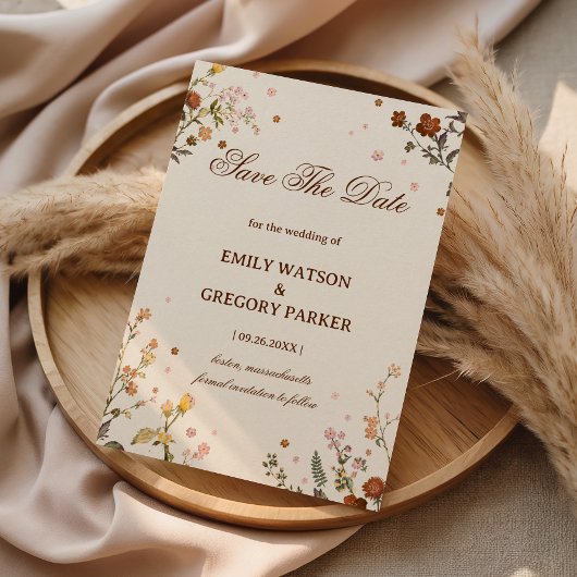 Fijne Elegante Wilde Bloem Save The Date