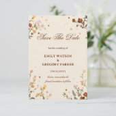 Fijne Elegante Wilde Bloem Save The Date (Staand voorkant)