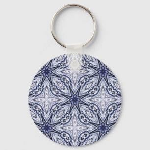 Fijne elegantie blauwe en witte sleutelhanger