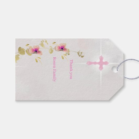 Fijne elegantie bloemendoop cadeau Labels Cadeaulabel (Voorkant (Horizontaal))