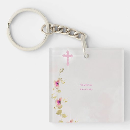 Fijne elegantie bloemendoop sleutelhanger (voorkant)