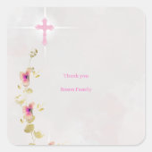 Fijne elegantie bloemendoop vierkante stickers (Voorkant)