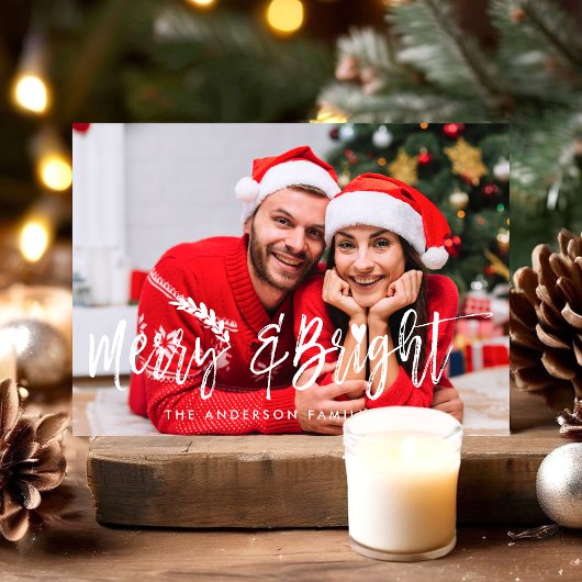 Fijne en compacte, moderne kerstfoto feestdagenkaart
