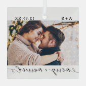 Fijne en gehuwde e-mailfoto's van het Elegant-scri Glas Ornament (Achterkant)