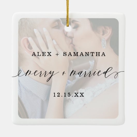 Fijne en gehuwde e-mailfoto's van het Elegant-scri Keramisch Ornament (Achterkant)