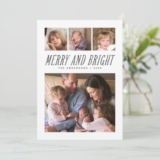 Fijne en heldere zwarte & witte fotofeestkaart feestdagenkaart (Staand voorkant)