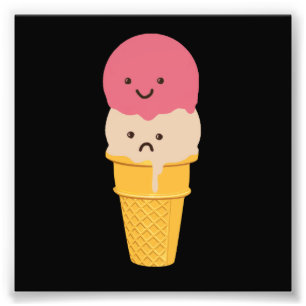 Fijne en Sad Ice Cream Cone Foto Afdruk