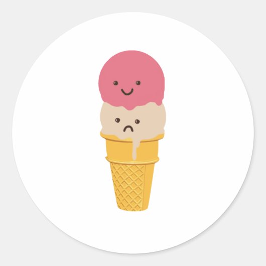 Fijne en Sad Ice Cream Cone Ronde Sticker (Voorkant)