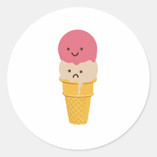 Fijne en Sad Ice Cream Cone Ronde Sticker