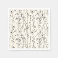 Fijne en zachte crème wilde bloemen servet