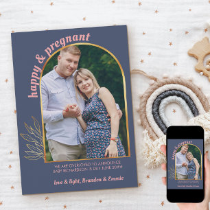 Fijne en Zwangere Gold Arch Foto Zwangerschap Aankondiging