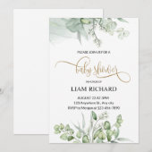 Fijne eucalyptusbladeren baby shower uitnodiging (Voorkant / Achterkant)
