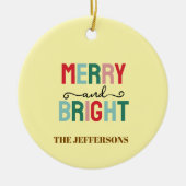 Fijne familie kerstmis gelukkig nieuwjaar keramisch ornament (Voorkant)